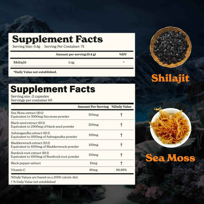 Himalayan Shilajit Sea Moss, Ashwagandha, Black Pepper